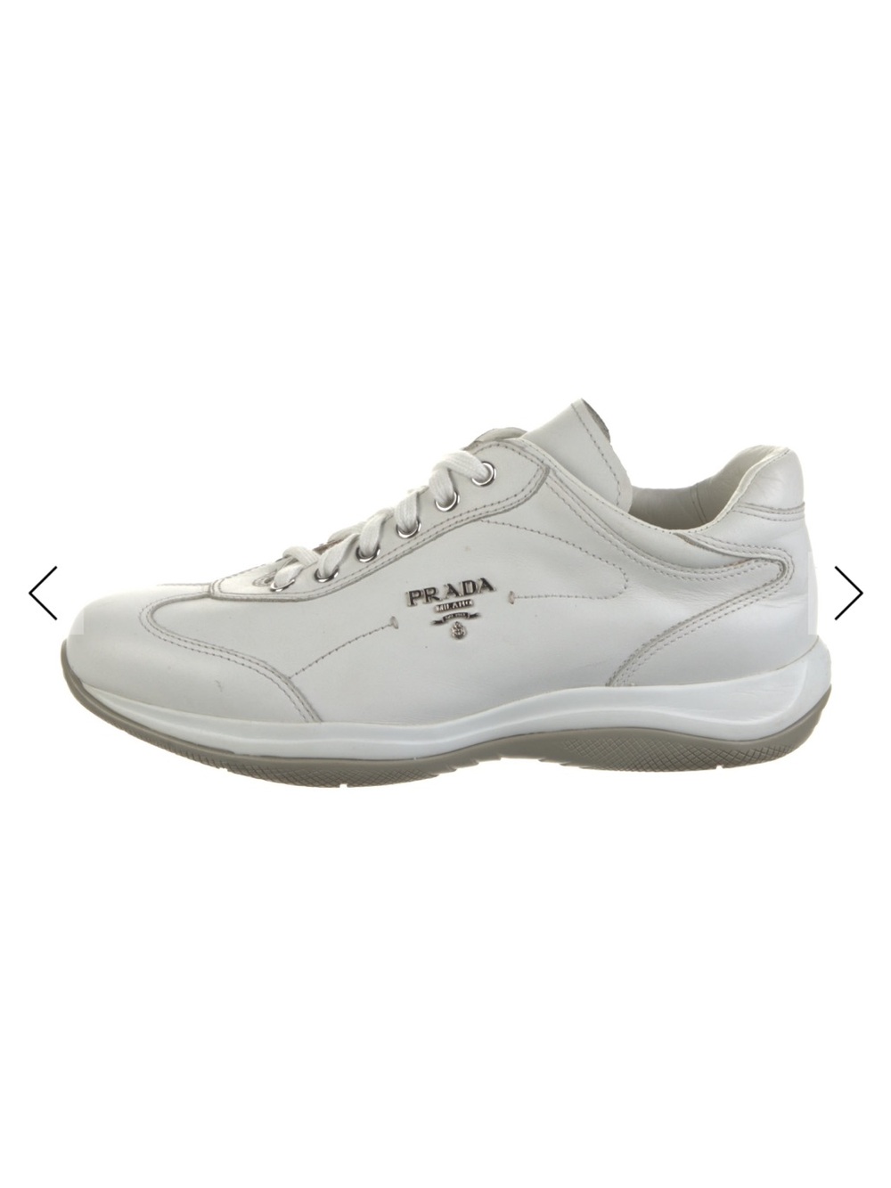 Prada White Leather Low-Top Sneakers for Women